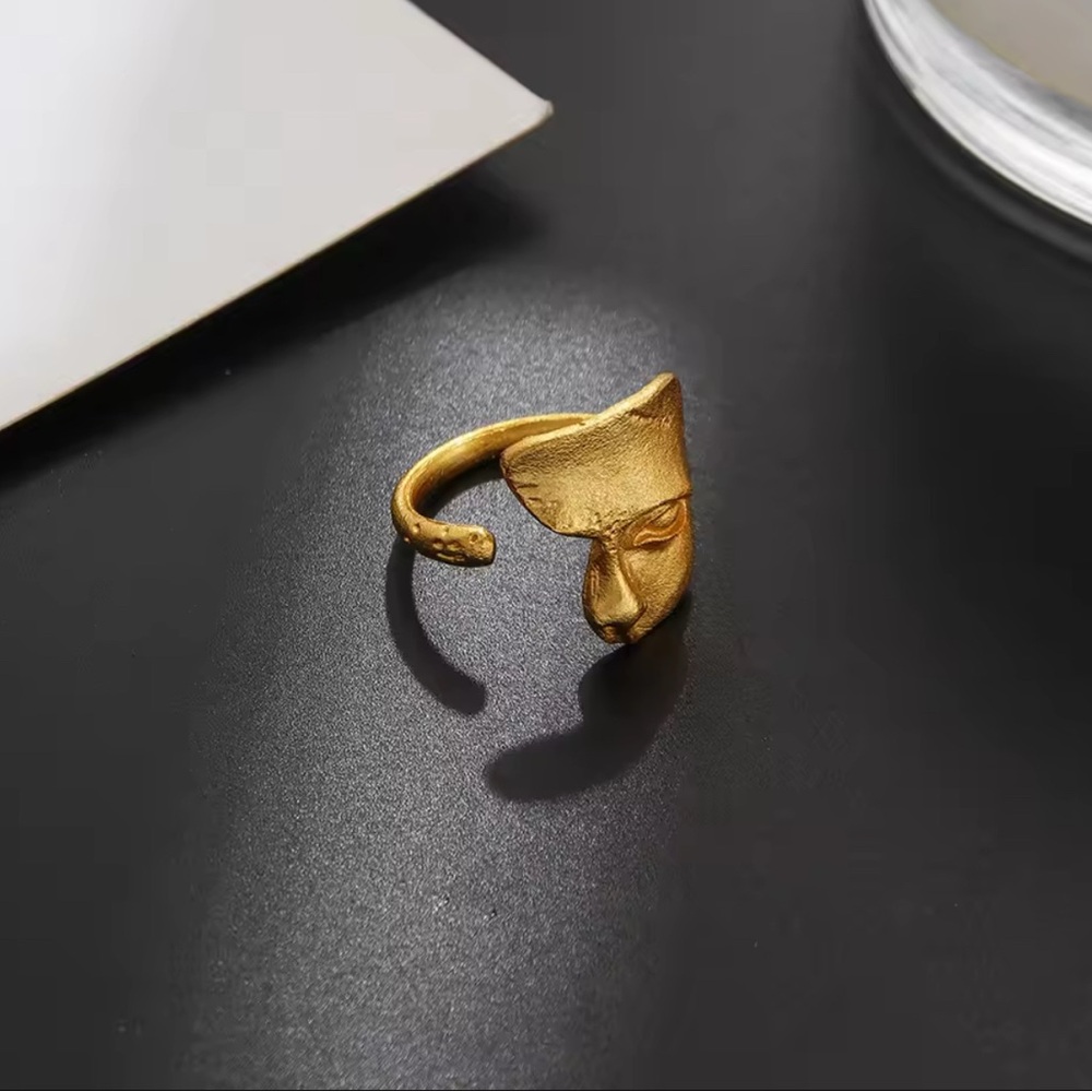 Gold plated Face mask Design Adjustable Ring